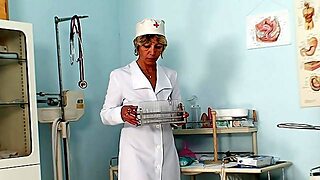 Cunt Stretching With Horny Mature Nurse
