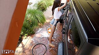 Perverted Stepbro Is Spying On His Stepsister In The Bathroom