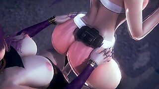 Futanari - League Of Legends Triple Futanari - Kda Akali, Ahri, Evelynn - Cg Porn