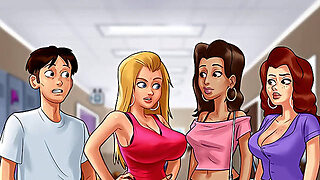 Anime, Shower, College, Big Tits