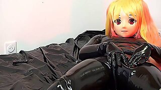 Latex Kigurumi Play With Her Vibrator