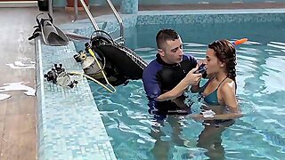 Alexis Brill And Diving Instructor Are Making Out By The Pool