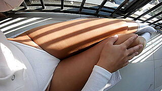 Risky Balcony Masturbation - Wearing Bodysuit - Young Girl Fingering Wet Pussy Orgasm