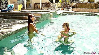 Blonde Stepmother Seduces Skinny Teen On Vacation For Lesbian Sex