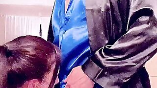 Blue And Black Satin Milf Fuck N Suck Session!