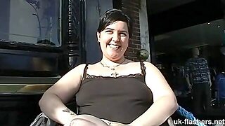 Fat British Masturbating In A Public Bar