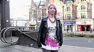 Pink Haired Slut Dolly Kitten Loves Posing And Pissing Outdoors