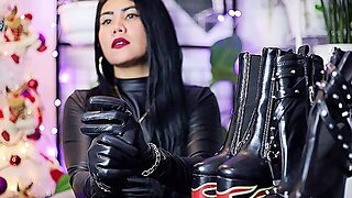 Fersen Fetish, Asian In Leder, Domina Handschuhe
