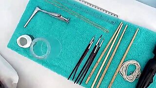 Extreme Cervix Playing With Insertion Metal Chain In Uterus