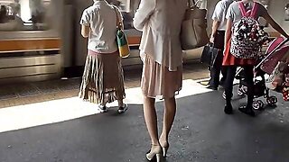 Beautiful Japanese Girl In White Panties Upskirt In Public