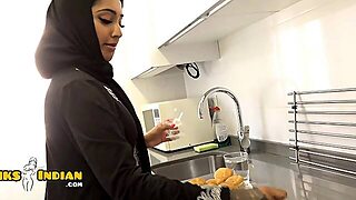 Attractive Muslim Woman Wearing Hijab While Giving A Bj