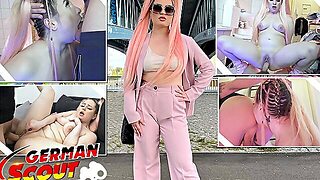 German Scout - Pink Hair Teen Maria Gail With Saggy Tits At Rough Anal Sex Casting