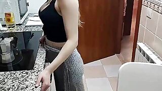 My New Stepmom Sucks My Cock In The Kitchen