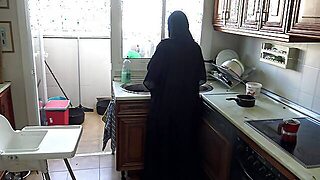 German Grandpa Fucks His Submissive Arab Maid In The Kitchen