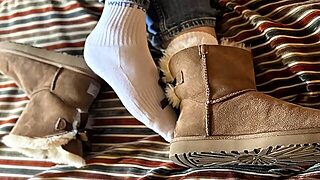 Playing And Removing My Cute Ugg Boots With Boots Wearing White Socks