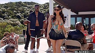 Blacked Sexy Brunette Hair Drilled In Team Fuck