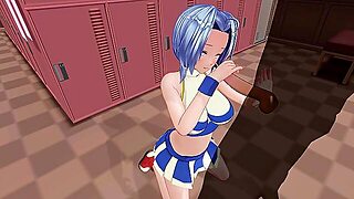 3D Hentai Cheerleader Jerks Off His Coach's Cock