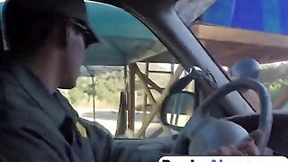Superb Brunette Babe Fucks Horny Border Patrol Agent