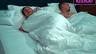 Milf Watched Horror And Came To Neighbour In Share Bed, But Got Rough Fuck With Surprise Facial