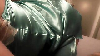 Satijn, Slipje, Sexy Moeder, Brunette