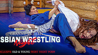 Granny Vs Teen! Old And Young Lesbian Wrestling Sex!