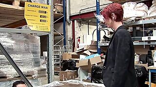 French Redhead Mature Business Lady Katy Morlait Catches Her Employee Wanking Huge Dick In The Wareh