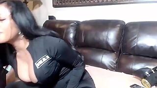 Police, Squirt, Ebony, Lingerie