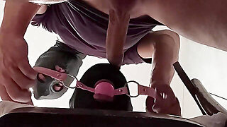 Tied Up, Blindfolded And Ballgagged Milf Gets Fucked In Her Mouth, Pussy And Ass