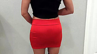 Black Thigh High Socks & Red Mini Skirt