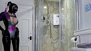 Latex, Shower, Solo, Masturbation
