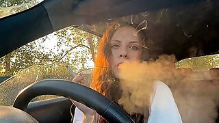 Chilling With Marlboro In Car