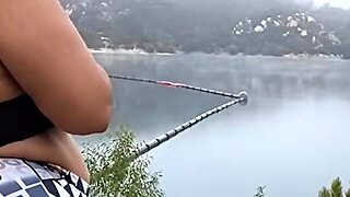Got Caught Flashing My Big Tits To Fisherman On The Lake. Pov Hubby Films
