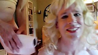 Cum-Covered Crossdresser Face