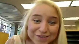 Naughty Teen Exhib Squirts At School Library