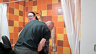 Saggy Tits, Bathroom, Glasses, Bath