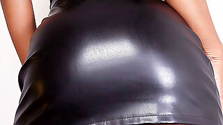 Leather Skirt Ass Tease