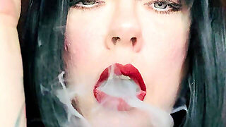 Pink Pvc &Amp; A New Collar! Bbw Tina Snua Smokes A Winston Cork 10 Cigarette - Smoking Smoker Shiny