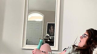 Amateur Brunette Double Toying On Webcam