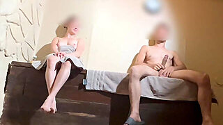 Sauna, Jerking, Redhead, Granny