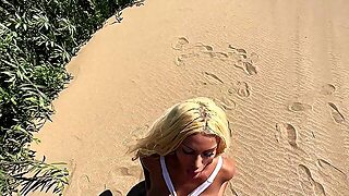 Small Golden-Haired With Large Booty Bangs On The Beach! Outdoor Sex - Lana Myers