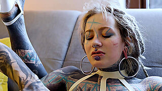 Burlesque Tattoo Beauty With Big Boobs Gives Anal Fuck With Strap-On