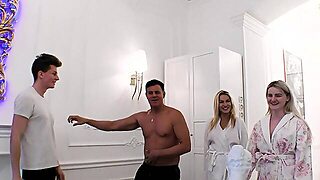 Two Hot Babes Share A Big Cock In A Steamy Scene