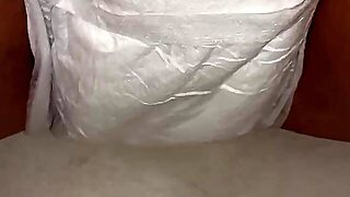 Playgirl Fills Up Diaper With Piddle Until It Overflows Out The Side