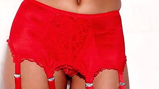 Redhead Milf Posing In Sexy Red Lingerie