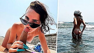 Public Blowjob On The Beach From A Big-Assed Beauty