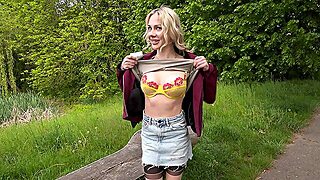 Nordic Blonde Temptress Conquers Outdoor Garage Heat