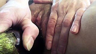 Mature Amateur Hairy Girl Masturbating With Aubergine