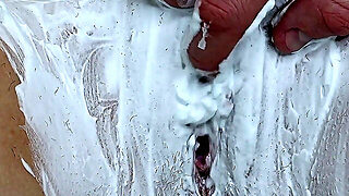 Shaving A Hairy Pussy With A Large Hole, Close-Up!