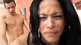 Breasty Tranny Whore Drilling Twink's Booty Aperture