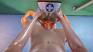 Hospital Nurse In Hot Dress 3D Hentai - Tongue Licking Blowjob, Pov Dick Teasing With Titfuck, Wall 